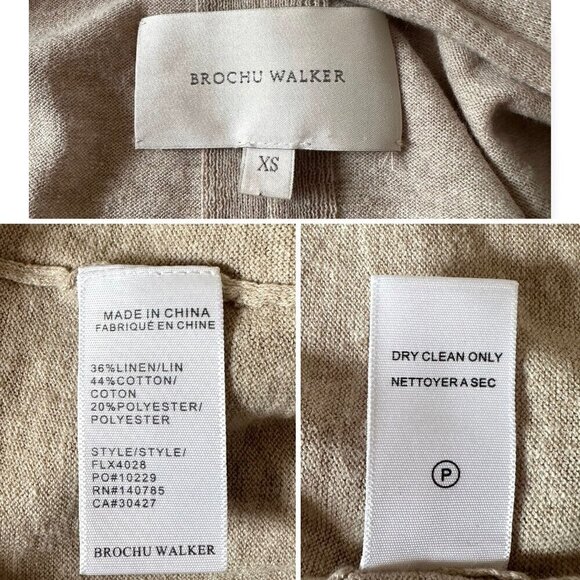 Brochu Walker Linen Blend Open Front Duster Cardigan,  Size XS - Picture 3 of 12